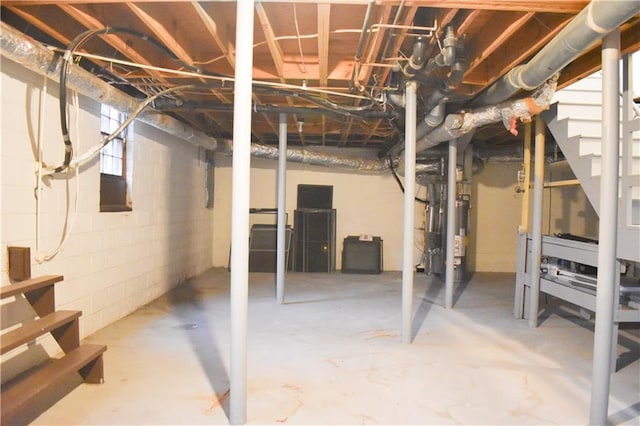 basement with gas water heater