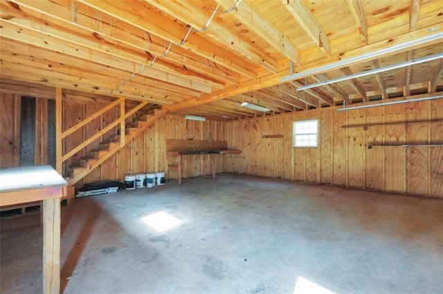 118 Buck Creek Cir, Griffin, GA 30224 - miscellaneous room featuring unfinished concrete floors and stairs