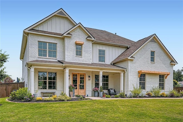 6168 Sweet Birch Ct, Acworth, GA 30101 - craftsman inspired home featuring board and batten siding, a porch, and brick siding