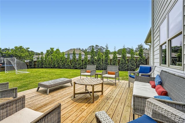6168 Sweet Birch Ct, Acworth, GA 30101 - wooden deck featuring an outdoor hangout area and a yard