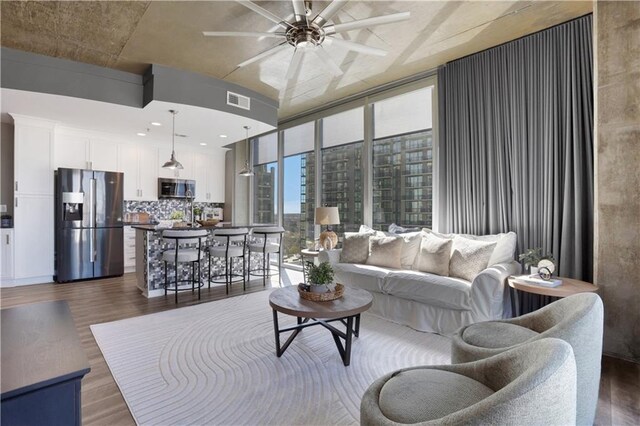 living room featuring wood-type flooring