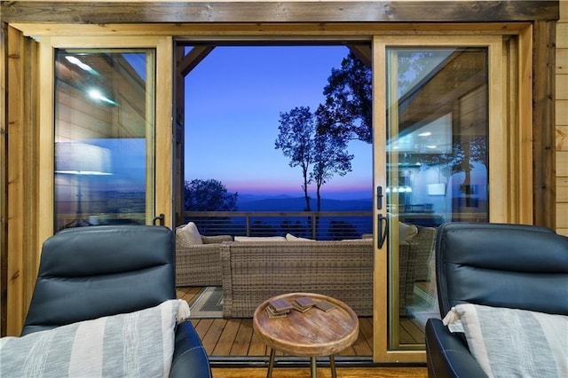 living area featuring hardwood / wood-style flooring