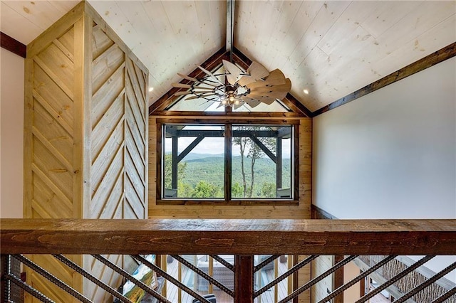 room details featuring wood ceiling and beamed ceiling