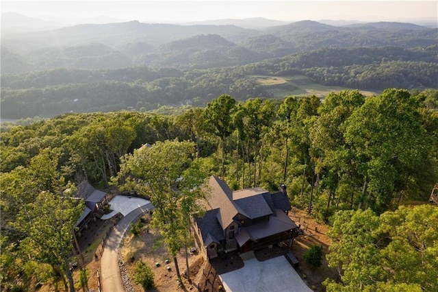 aerial view with a mountain view