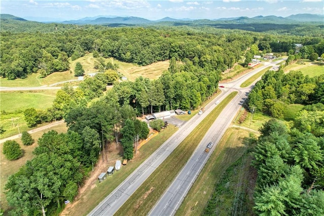 bird's eye view featuring a mountain view