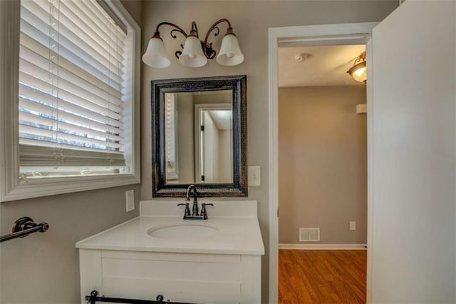 bathroom featuring wood-type flooring and sink