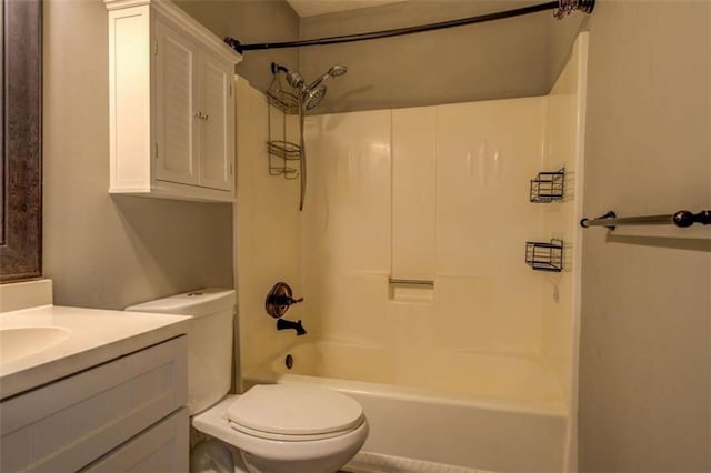 full bathroom featuring vanity, shower / bathing tub combination, and toilet