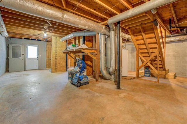 basement with gas water heater