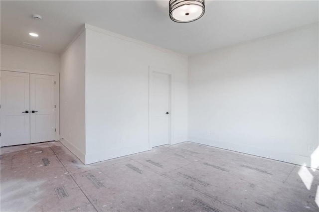 view of spare room