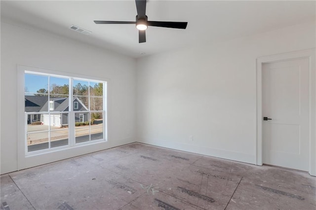 spare room featuring ceiling fan
