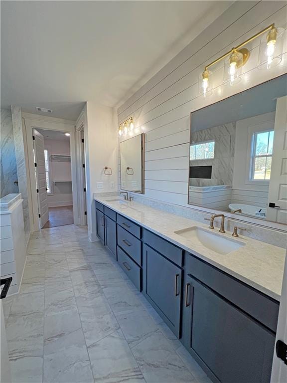 bathroom with a bathtub and vanity