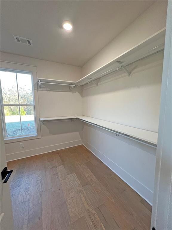 spacious closet featuring hardwood / wood-style flooring