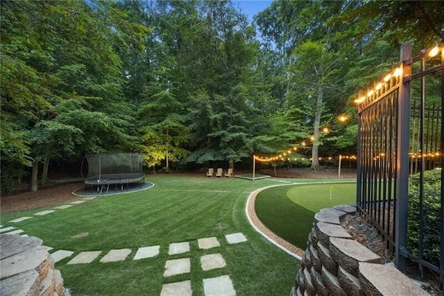 view of yard with a trampoline