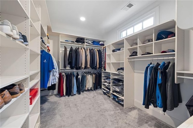 spacious closet with carpet flooring