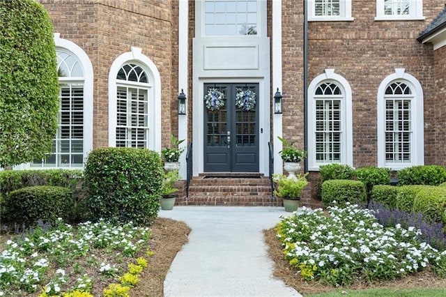 property entrance with french doors