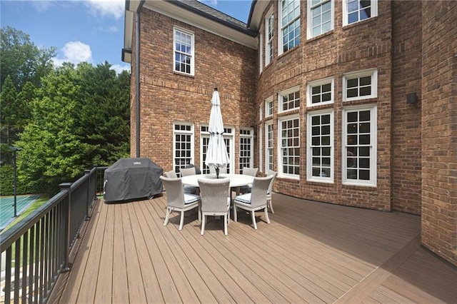 deck featuring area for grilling