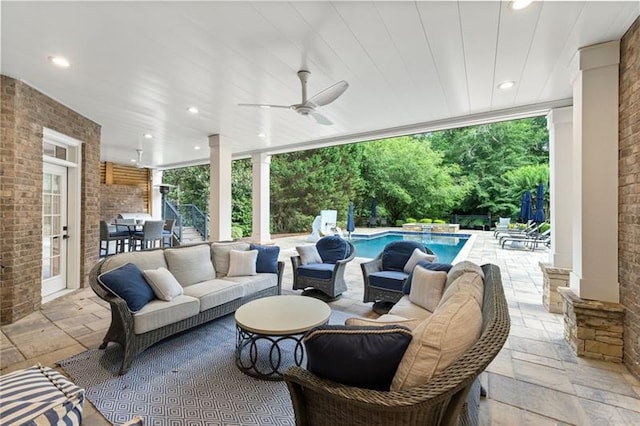 view of patio / terrace featuring an outdoor hangout area and ceiling fan