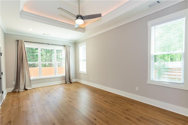 unfurnished room featuring ornamental molding and a wealth of natural light