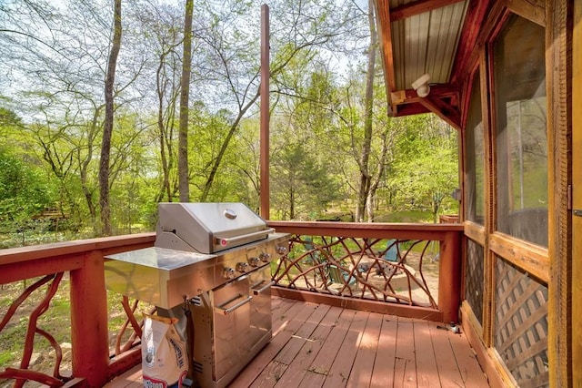 369 Trillium Rd, Suches, GA 30572 - wooden terrace featuring area for grilling
