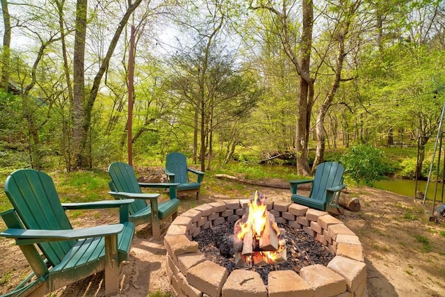369 Trillium Rd, Suches, GA 30572 - view of patio with a fire pit