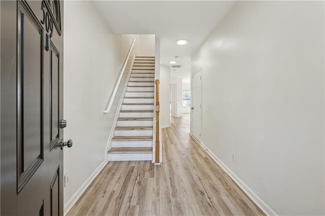 entrance foyer featuring light wood-type flooring