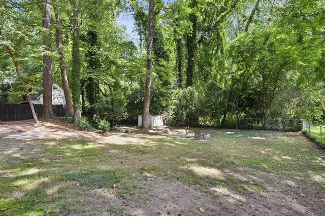 view of yard with a shed