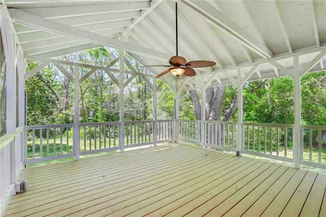 exterior space with beamed ceiling