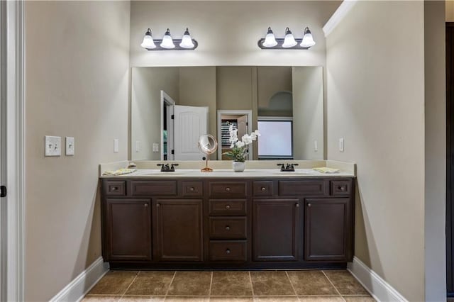 bathroom featuring vanity and tile patterned flooring