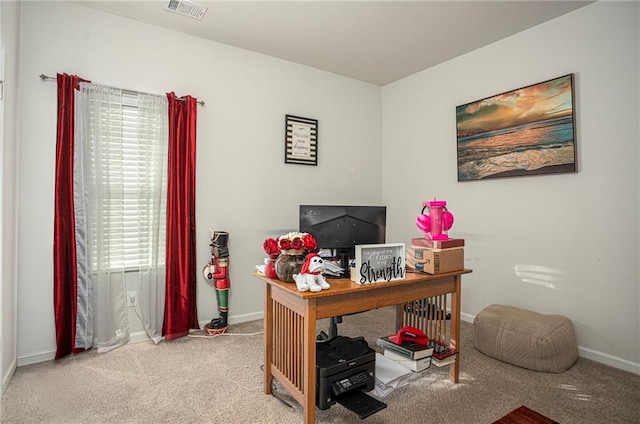 carpeted office featuring plenty of natural light