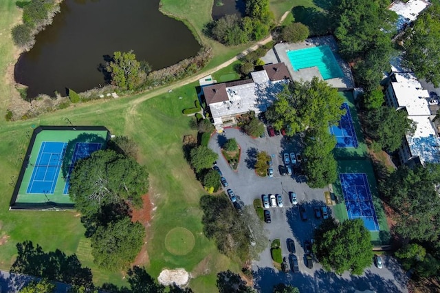 bird's eye view featuring a water view