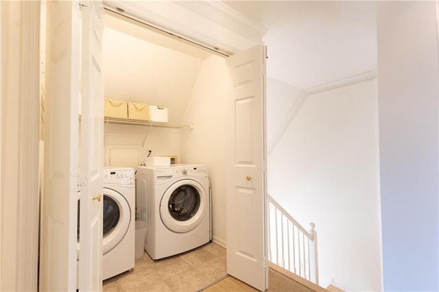 clothes washing area featuring laundry area and independent washer and dryer