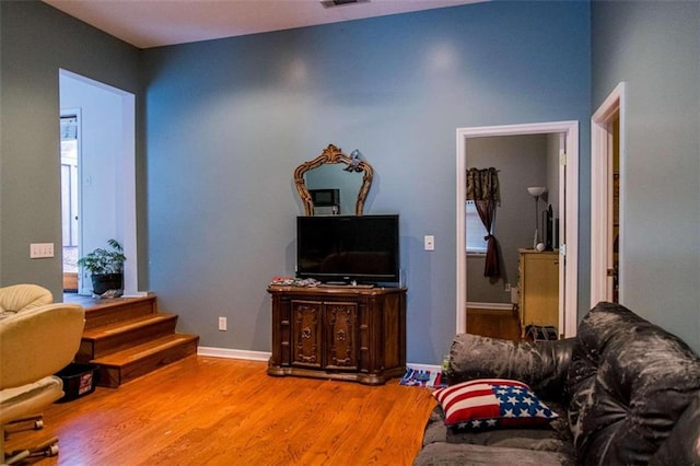 living room featuring light hardwood / wood-style flooring