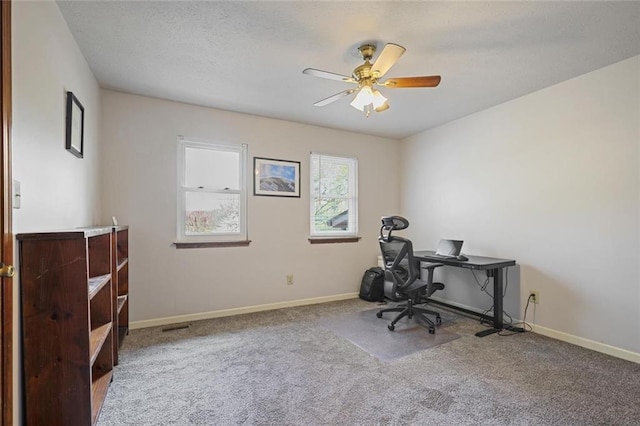 3916 S Martin Way, Lithia Springs, GA 30122 - carpeted office space with baseboards and a ceiling fan