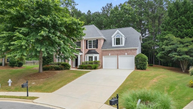 2934 Mill Grove Ter, Dacula, GA 30019 - view of front of house featuring brick siding, concrete driveway, a garage, and a front yard