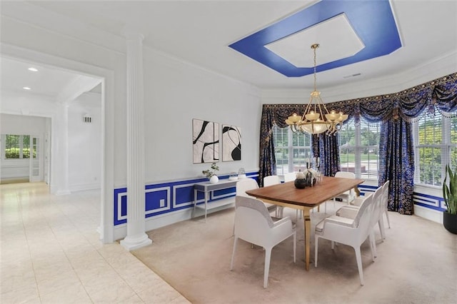 3030 Berry Rd, Loganville, GA 30052 - dining room with a chandelier, crown molding, and a decorative wall