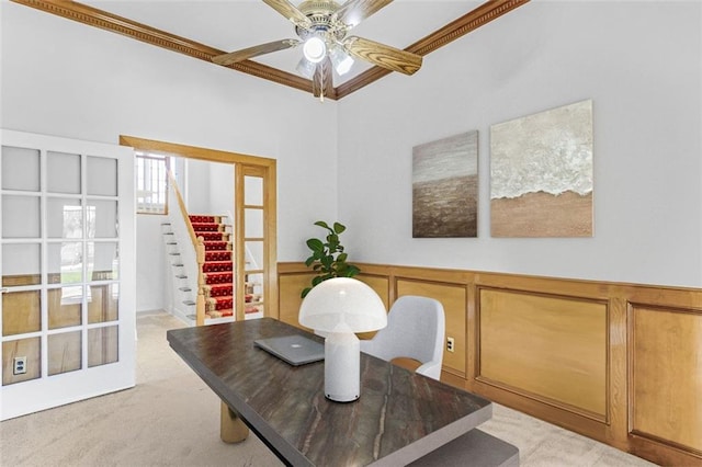3030 Berry Rd, Loganville, GA 30052 - dining room with light carpet and a ceiling fan