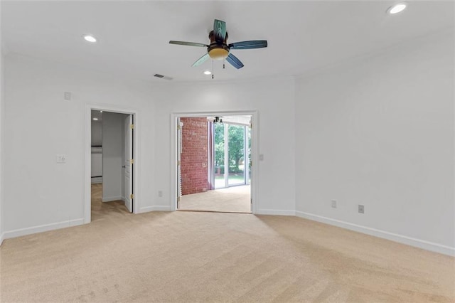 3030 Berry Rd, Loganville, GA 30052 - spare room with recessed lighting, light colored carpet, ceiling fan, and baseboards