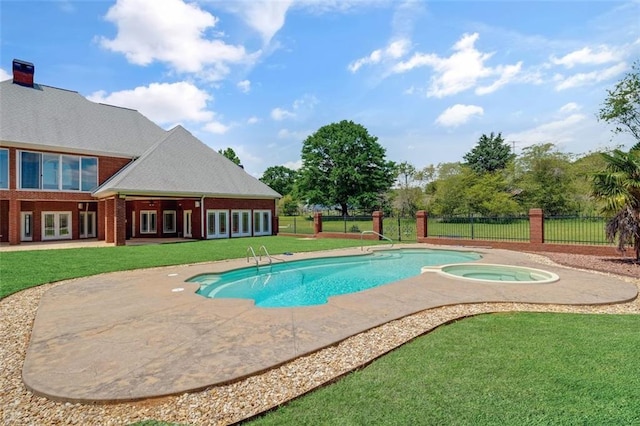 3030 Berry Rd, Loganville, GA 30052 - view of swimming pool featuring french doors, an in-ground hot tub, and a patio