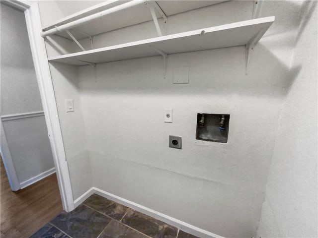 clothes washing area with washer hookup, laundry area, hookup for an electric dryer, and baseboards