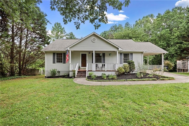 250 Vermont St, Demorest, GA 30535 - ranch-style house with a porch, driveway, an attached carport, and a front yard
