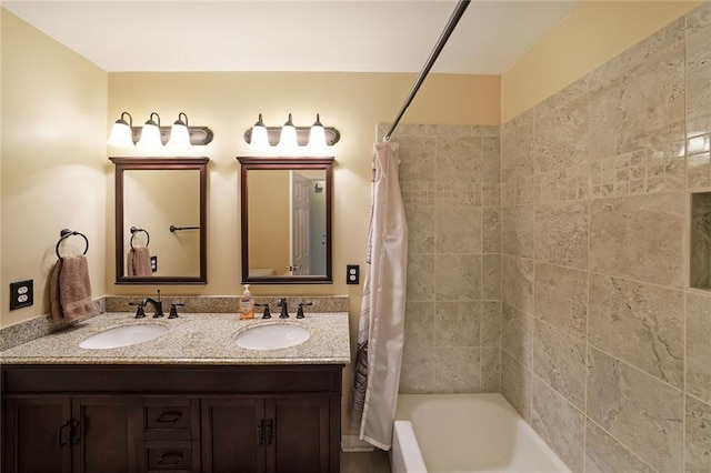 2747 Harper Woods Dr, Marietta, GA 30062 - full bath with shower / bathtub combination with curtain and double vanity