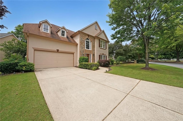 2747 Harper Woods Dr, Marietta, GA 30062 - view of front of home featuring stucco siding, concrete driveway, an attached garage, and a front lawn