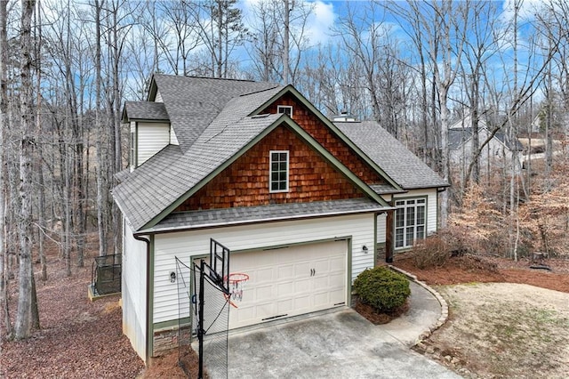 exterior space featuring a garage