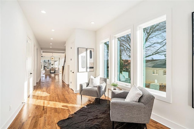 interior space with light hardwood / wood-style floors