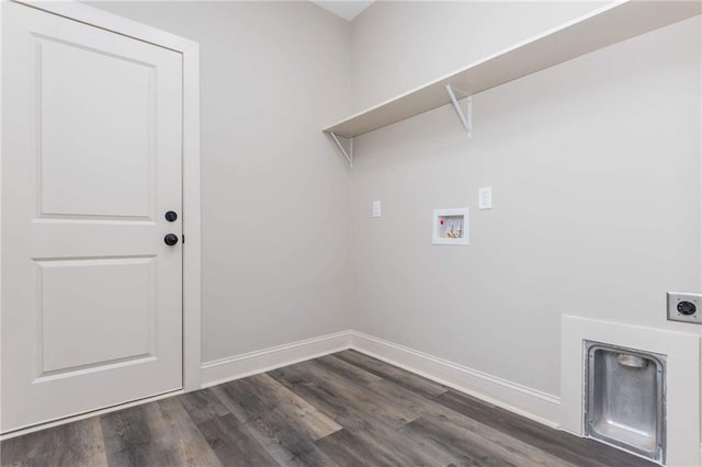 laundry area with dark hardwood / wood-style floors, hookup for an electric dryer, and hookup for a washing machine