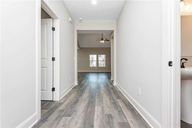 hall featuring light wood-type flooring