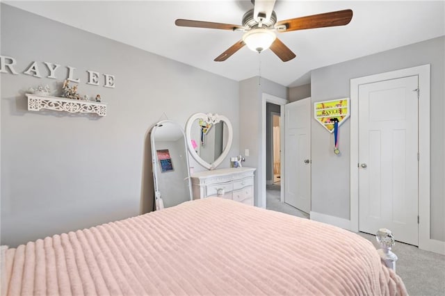 2545 Hickory Level Rd, Villa Rica, GA 30180 - bedroom featuring light carpet, a ceiling fan, and baseboards