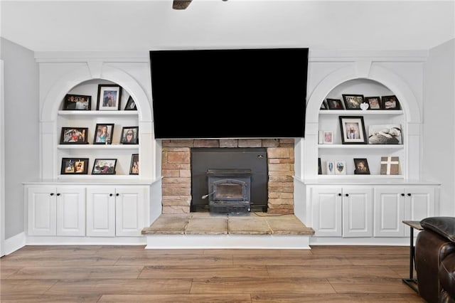 2545 Hickory Level Rd, Villa Rica, GA 30180 - living area featuring wood finished floors and built in features