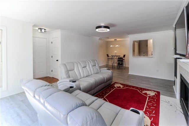 living room featuring hardwood / wood-style flooring