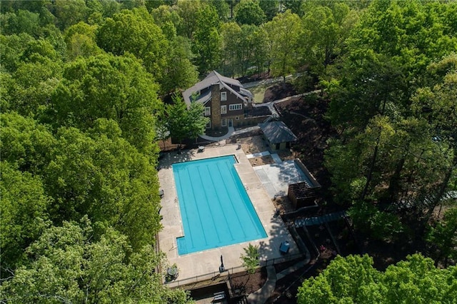 aerial view with a forest view
